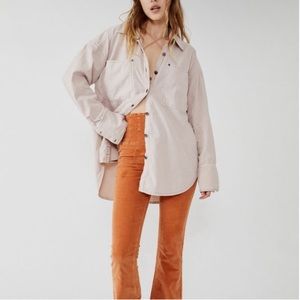 Free People Beige Button Down Shirt